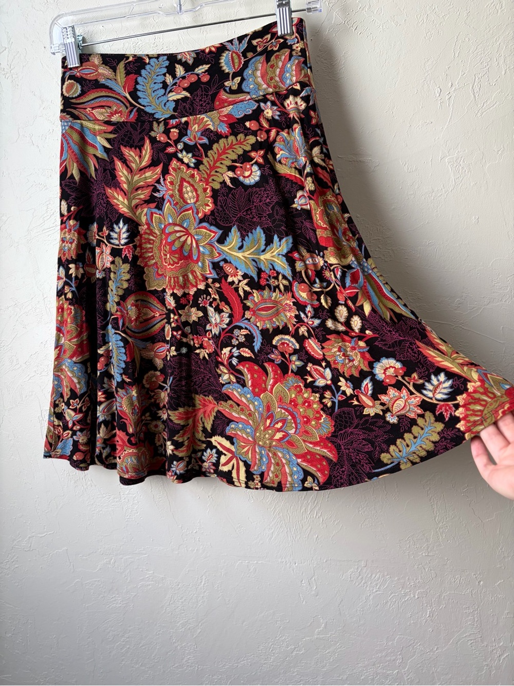 Salaam Black Paisley Floral Full A-Line Skirt Medium - Picture 6 of 7